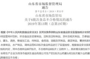 Shandong this 6 batch food are unqualified a list of names posted up on a shop making and selling sa