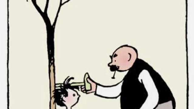 三年级看图写话《父与子之量身高》500字