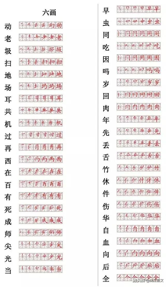 小学常用560个汉字笔画笔顺表(上篇)